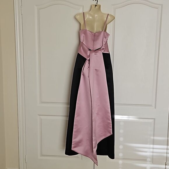 Jones New York Spaghetti Straps With Mega Bow Maxi Dress Pink & Black 4 - Picture 3 of 15